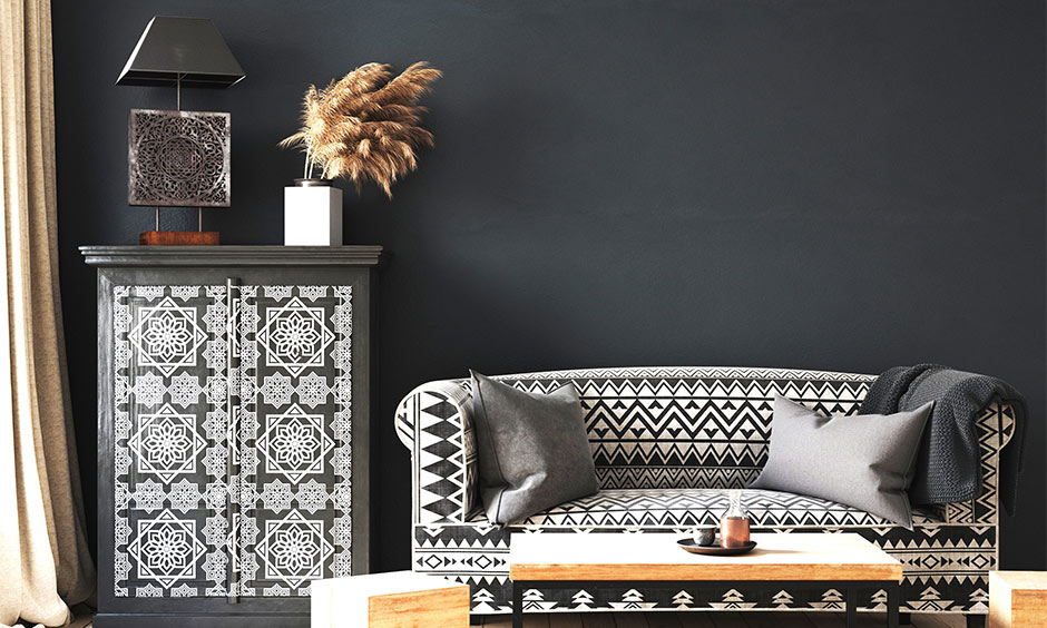 Ethnic living room decor which blends contemporary design with heritage