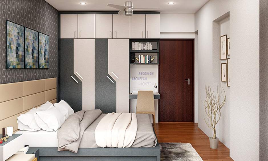 Dark brown flush laminate bedroom door for minimalist, scratch-resistant interiors