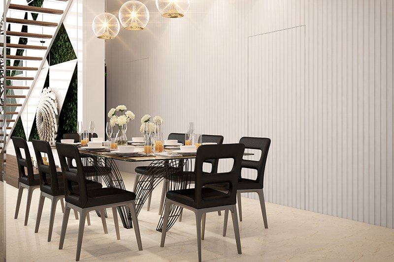 Modern contemporary dining room in black and white colour
