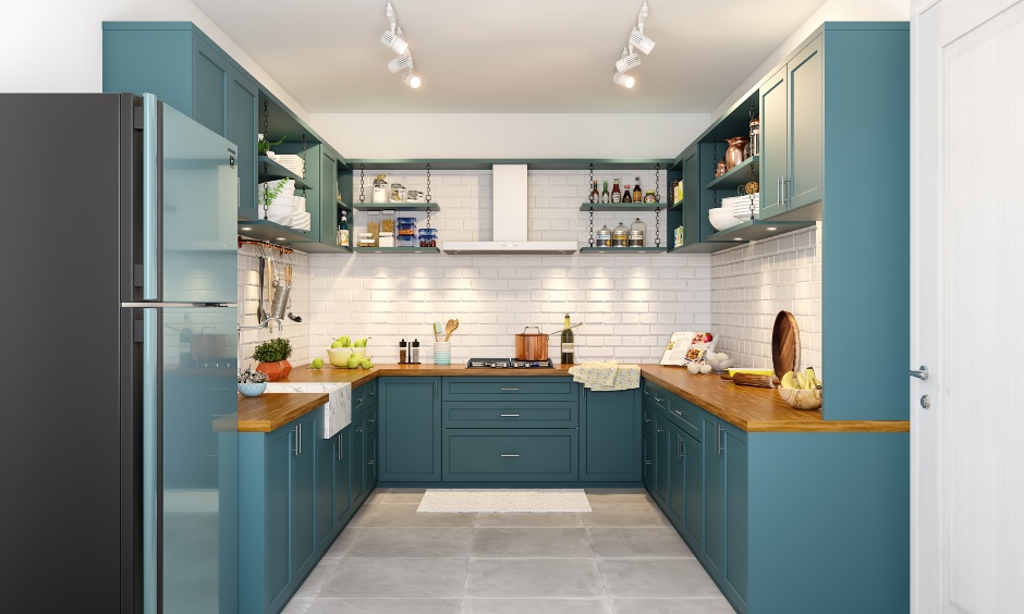 Transitional kitchen blends traditional and contemporary styles with neutral colours and simple tiles.